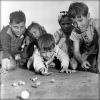 Kids with marbles, 1940s